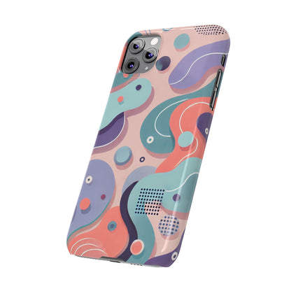 Abstract organic shapes in purple, mint Theme Slim Phone Cases- FC-101