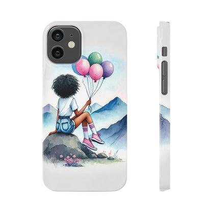 Watercolor Cut Girl in Mountain Slim Cases