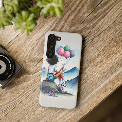 Watercolor Cut Girl in Mountain Slim Cases