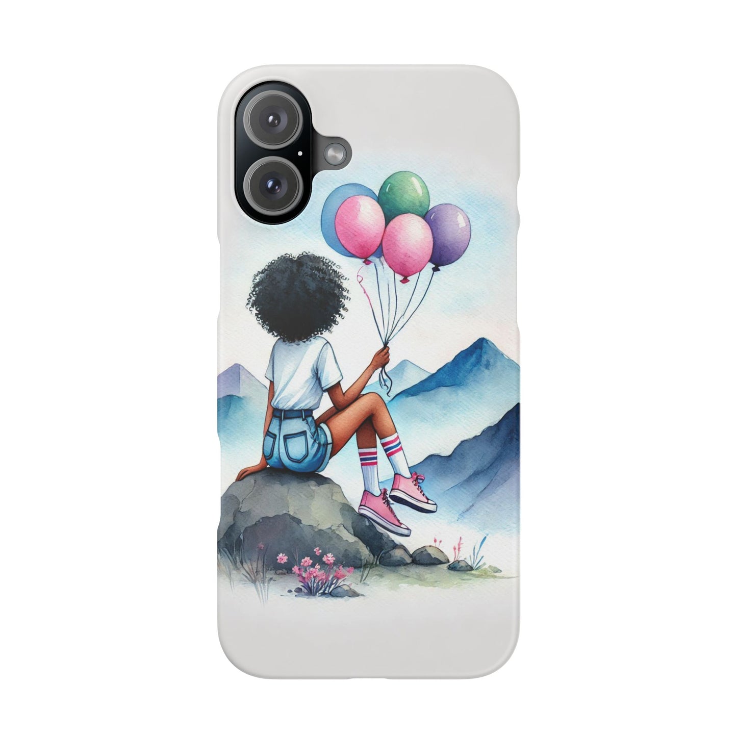 Watercolor Cut Girl in Mountain Slim Cases