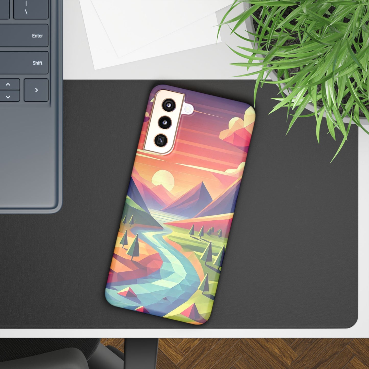 Low-Poly Style Landscape Slim Cases