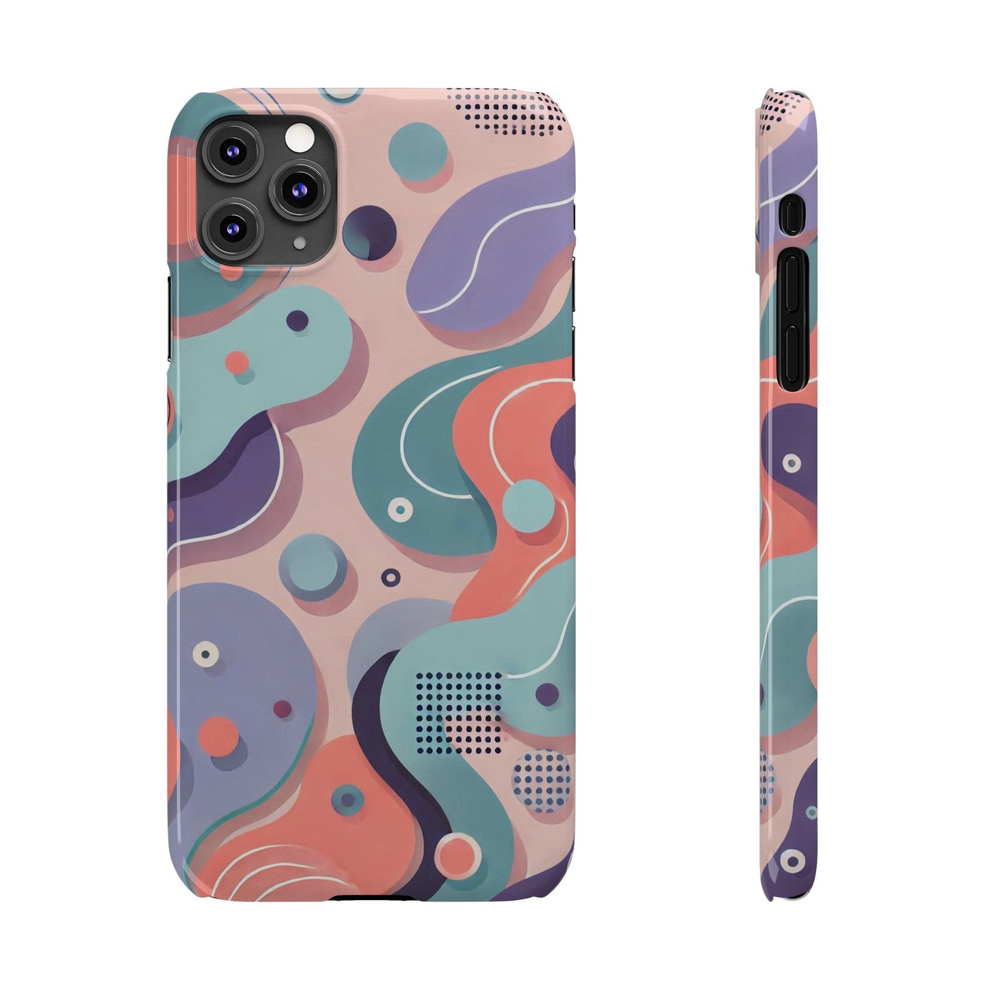 Abstract organic shapes in purple, mint Theme Slim Phone Cases- FC-101