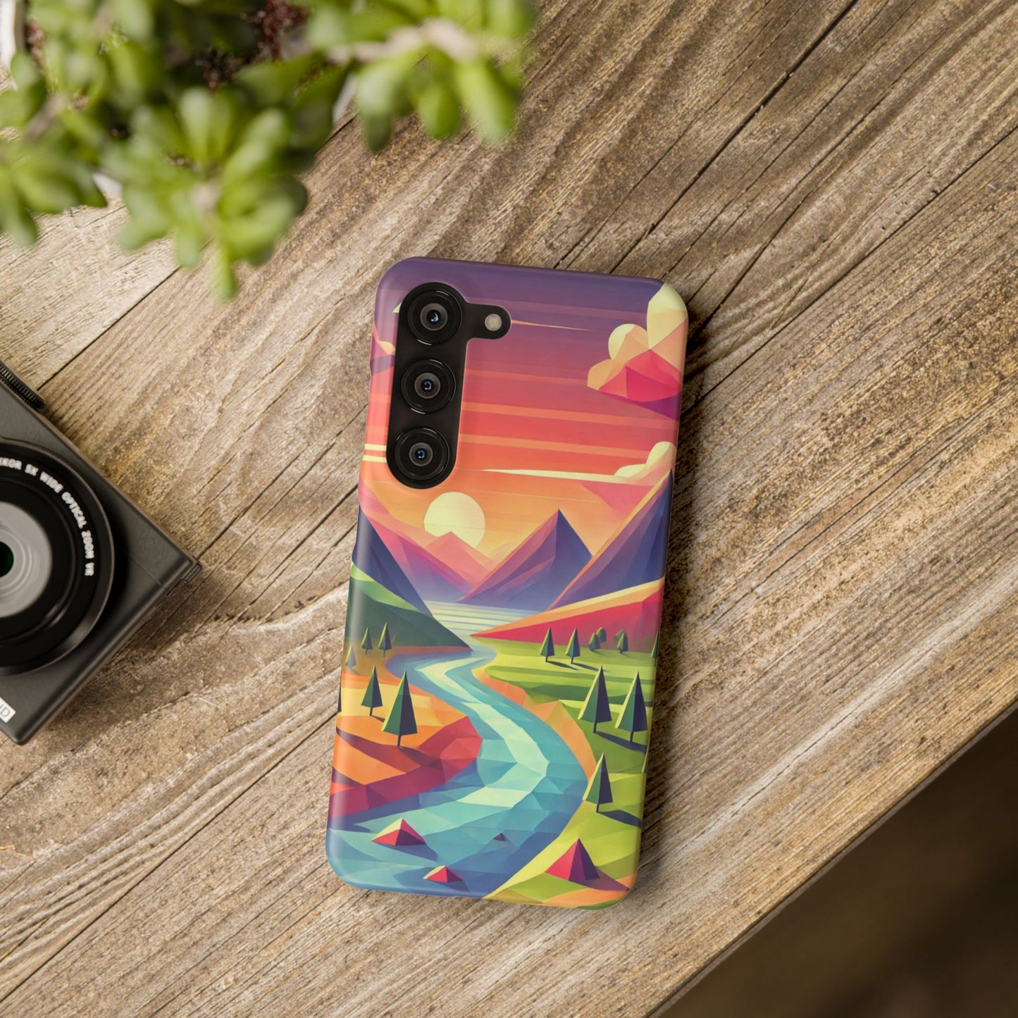 Low-Poly Style Landscape Slim Cases