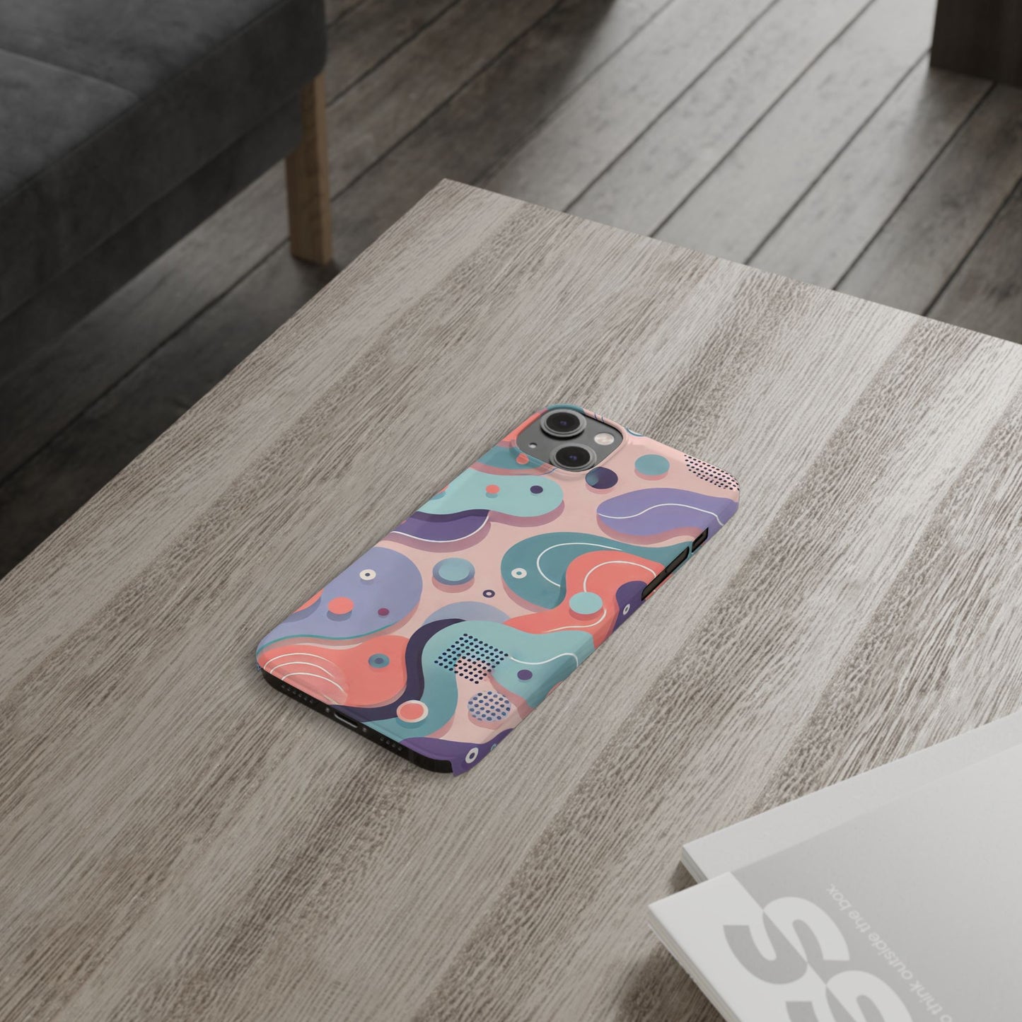 Abstract organic shapes in purple, mint Theme Slim Phone Cases- FC-101