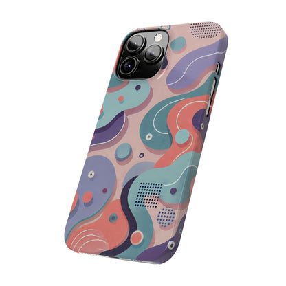 Abstract organic shapes in purple, mint Theme Slim Phone Cases- FC-101