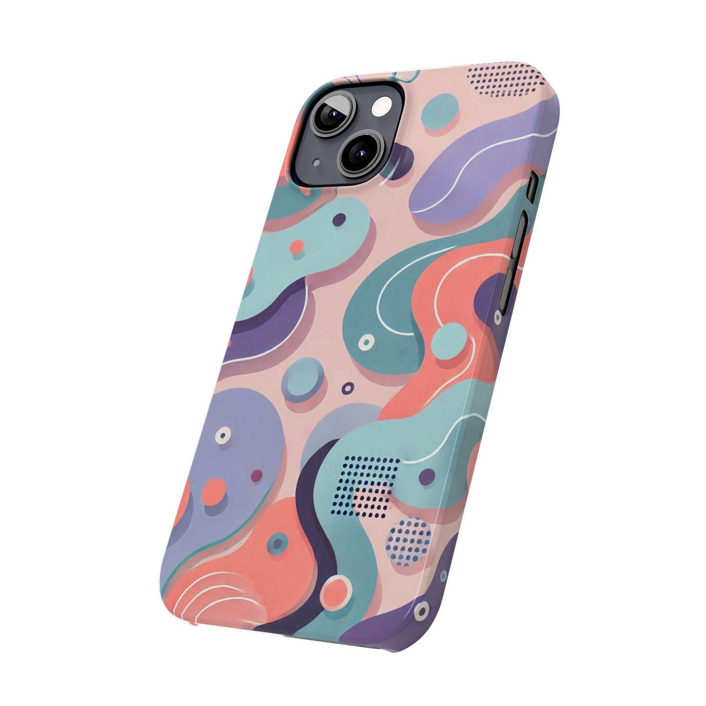 Abstract organic shapes in purple, mint Theme Slim Phone Cases- FC-101