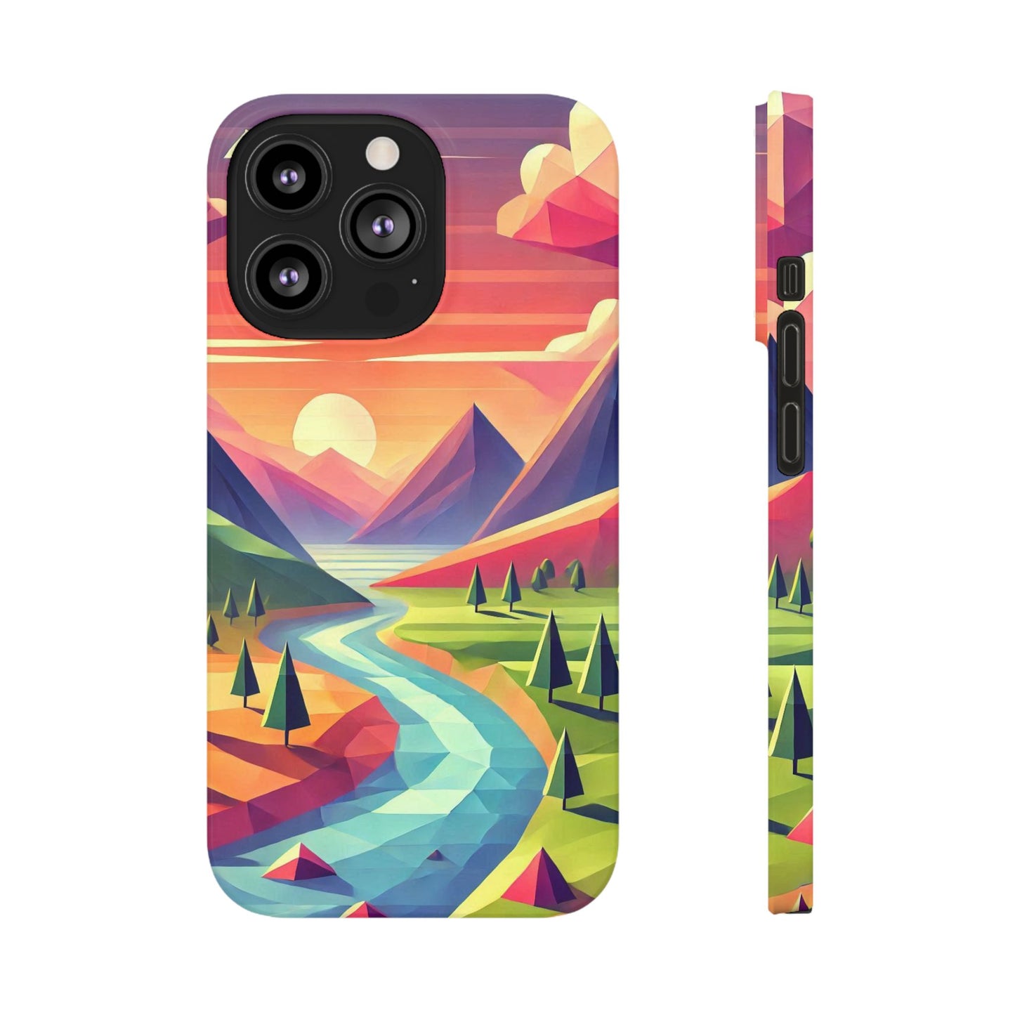 Low-Poly Style Landscape Slim Cases