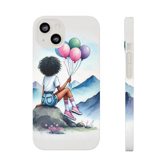 Watercolor Cut Girl in Mountain Slim Cases