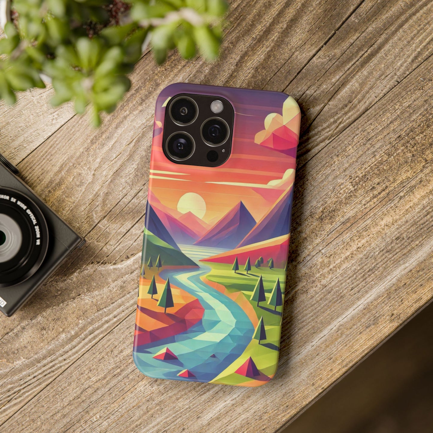 Low-Poly Style Landscape Slim Cases