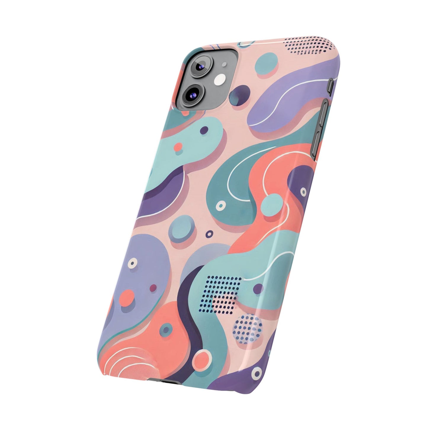 Abstract organic shapes in purple, mint Theme Slim Phone Cases- FC-101