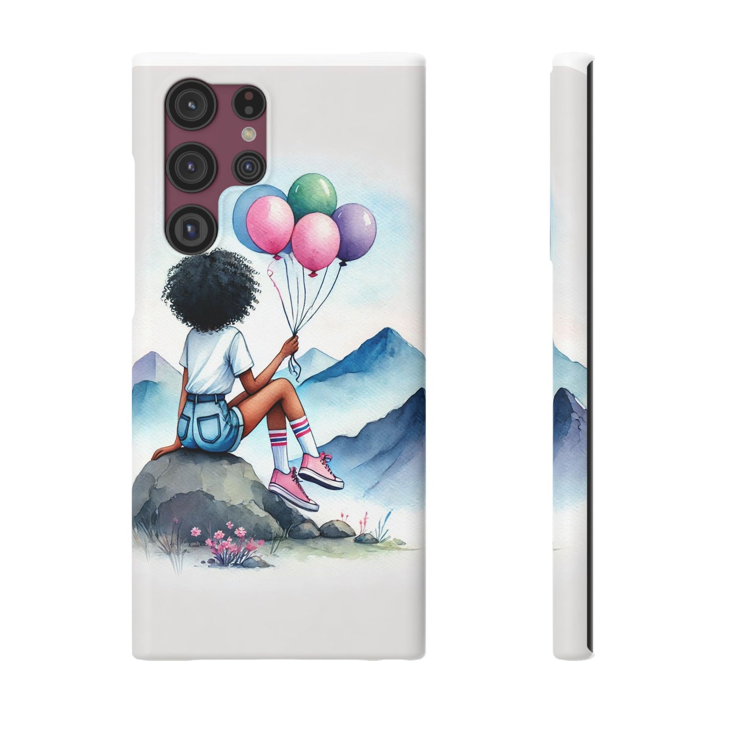 Watercolor Cut Girl in Mountain Slim Cases