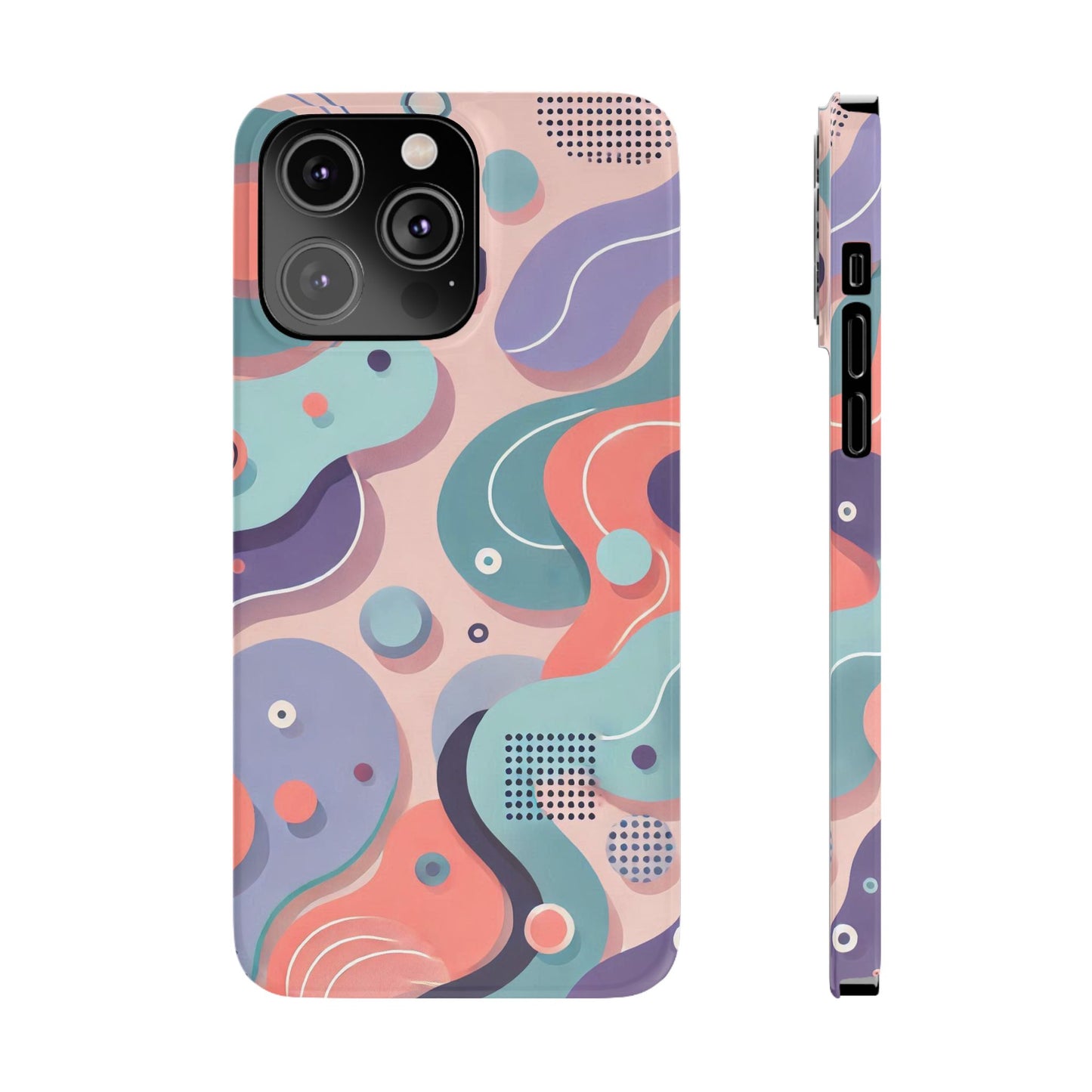 Abstract organic shapes in purple, mint Theme Slim Phone Cases- FC-101