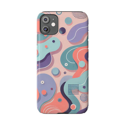 Abstract organic shapes in purple, mint Theme Slim Phone Cases- FC-101