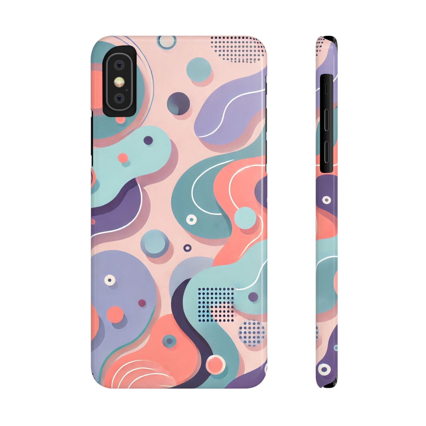 Abstract organic shapes in purple, mint Theme Slim Phone Cases- FC-101