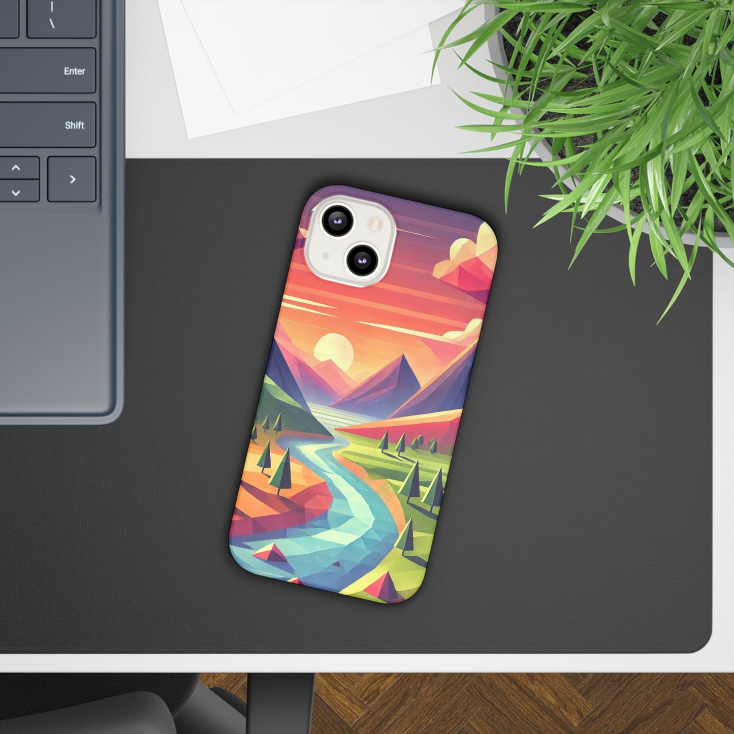 Low-Poly Style Landscape Slim Cases