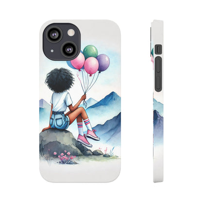 Watercolor Cut Girl in Mountain Slim Cases