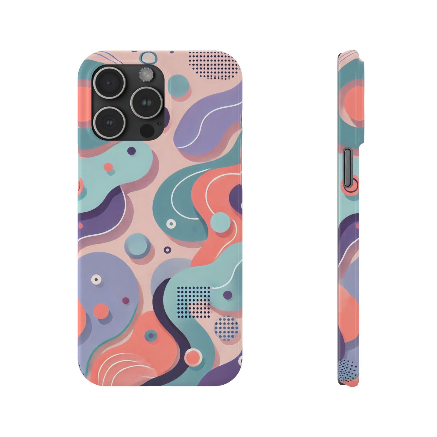 Abstract organic shapes in purple, mint Theme Slim Phone Cases- FC-101