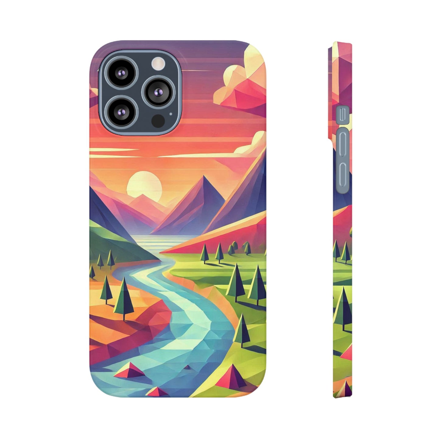 Low-Poly Style Landscape Slim Cases