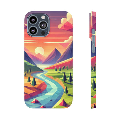 Low-Poly Style Landscape Slim Cases