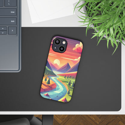 Low-Poly Style Landscape Slim Cases