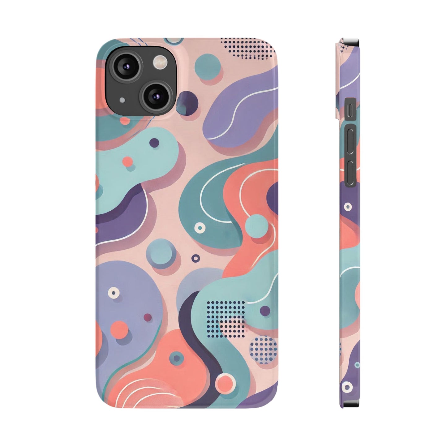 Abstract organic shapes in purple, mint Theme Slim Phone Cases- FC-101