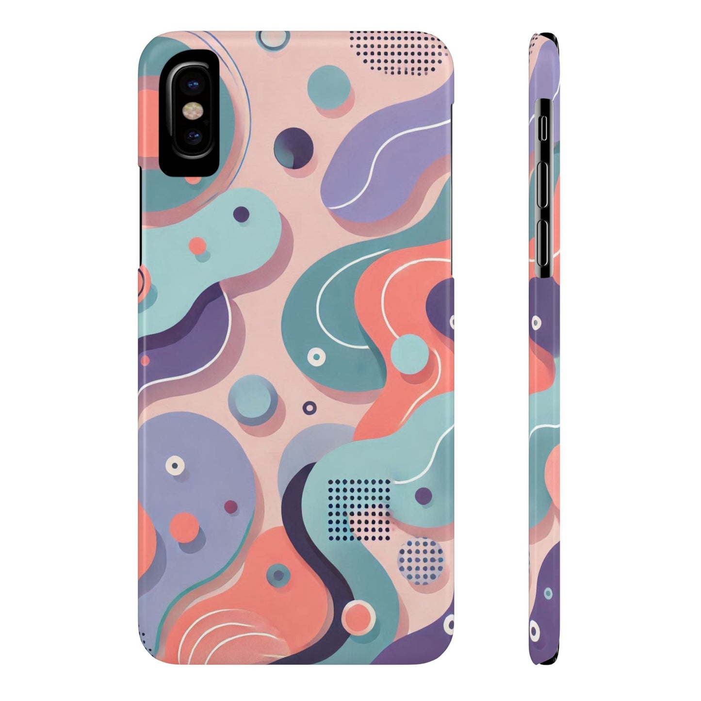 Abstract organic shapes in purple, mint Theme Slim Phone Cases- FC-101