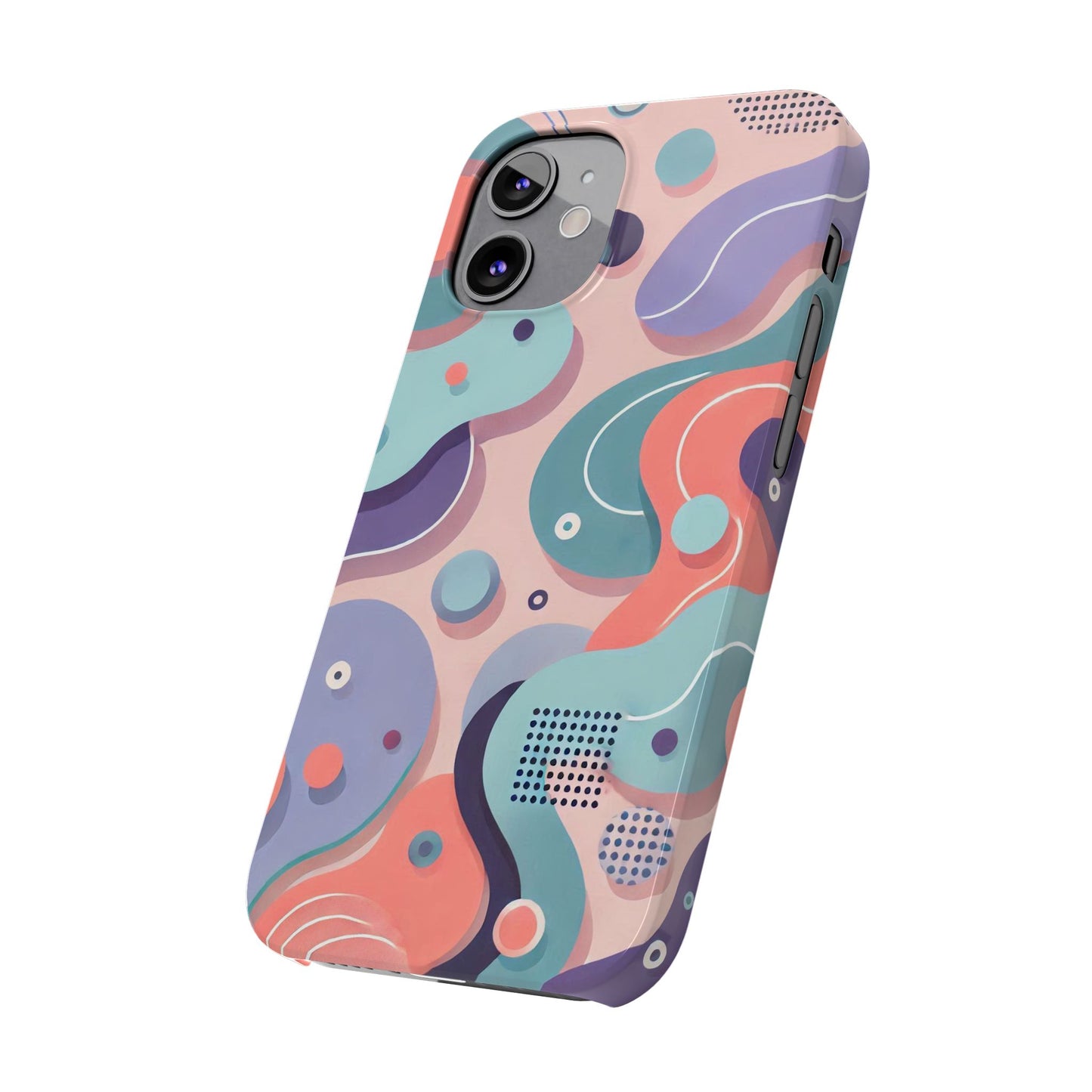 Abstract organic shapes in purple, mint Theme Slim Phone Cases- FC-101