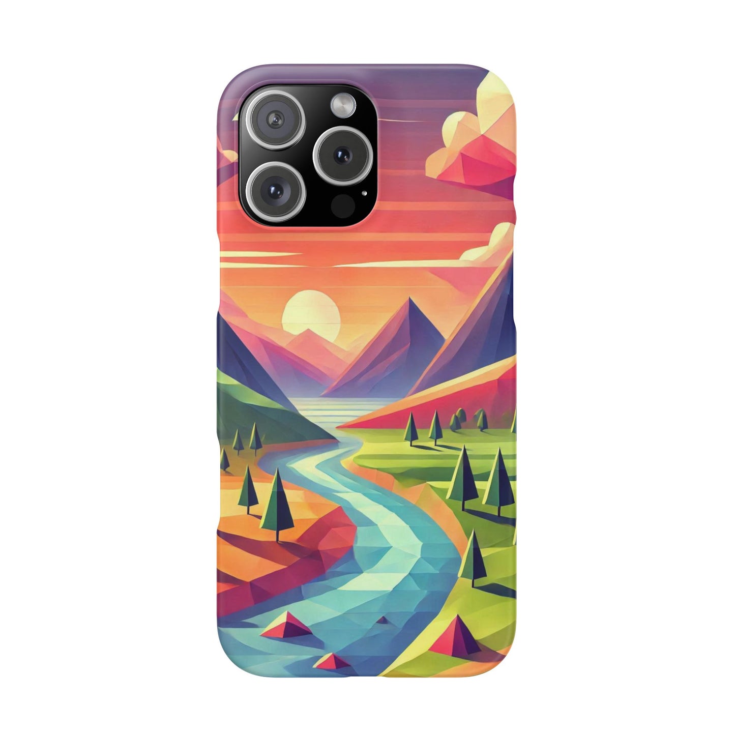 Low-Poly Style Landscape Slim Cases