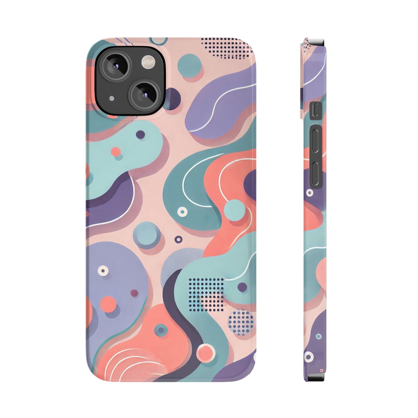 Abstract organic shapes in purple, mint Theme Slim Phone Cases- FC-101