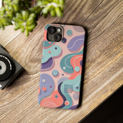 Abstract organic shapes in purple, mint Theme Slim Phone Cases- FC-101