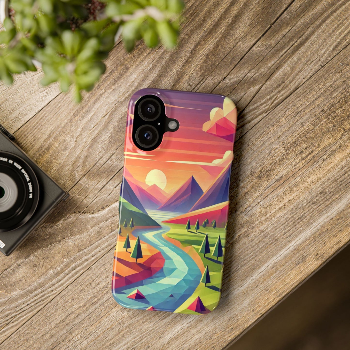 Low-Poly Style Landscape Slim Cases