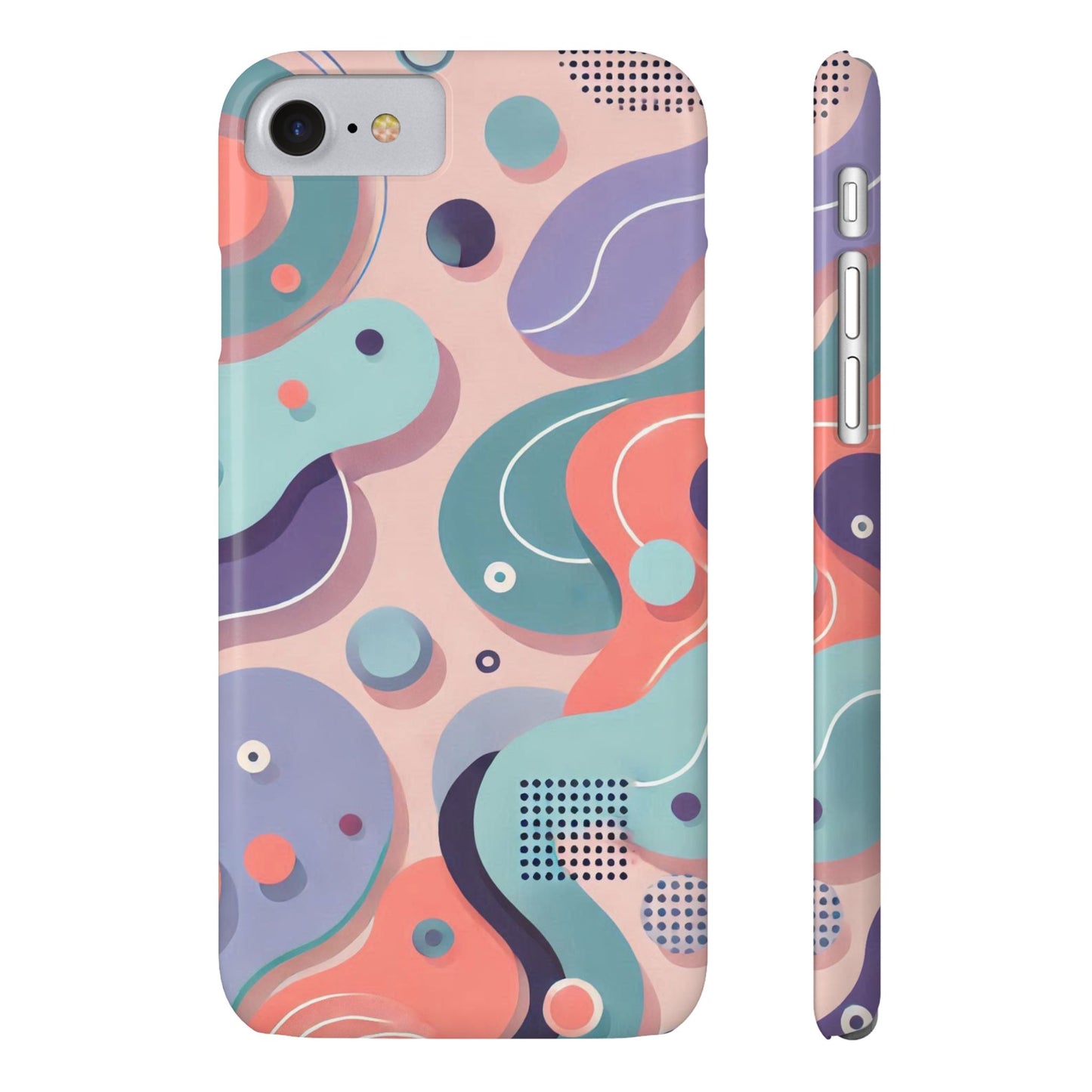 Abstract organic shapes in purple, mint Theme Slim Phone Cases- FC-101