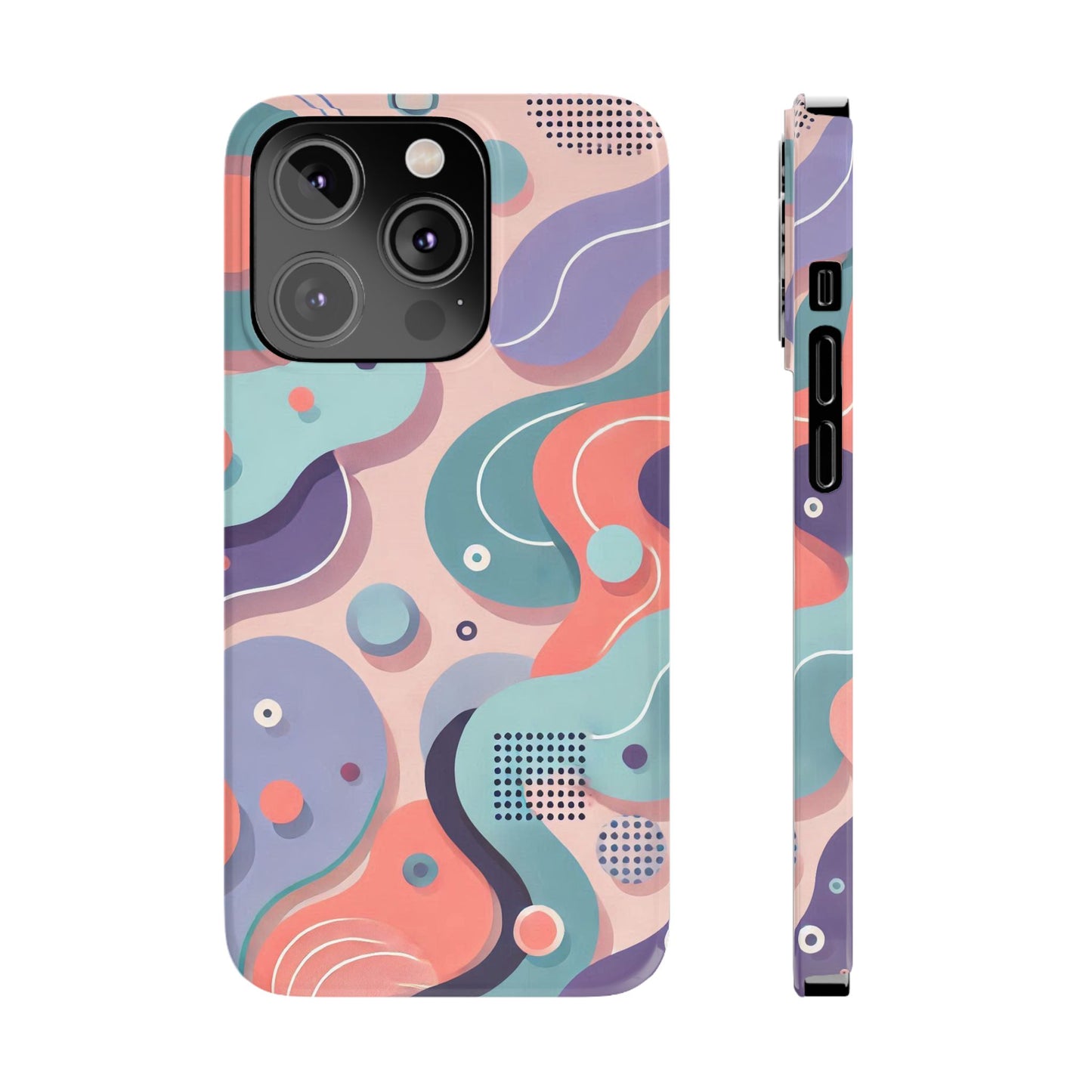 Abstract organic shapes in purple, mint Theme Slim Phone Cases- FC-101