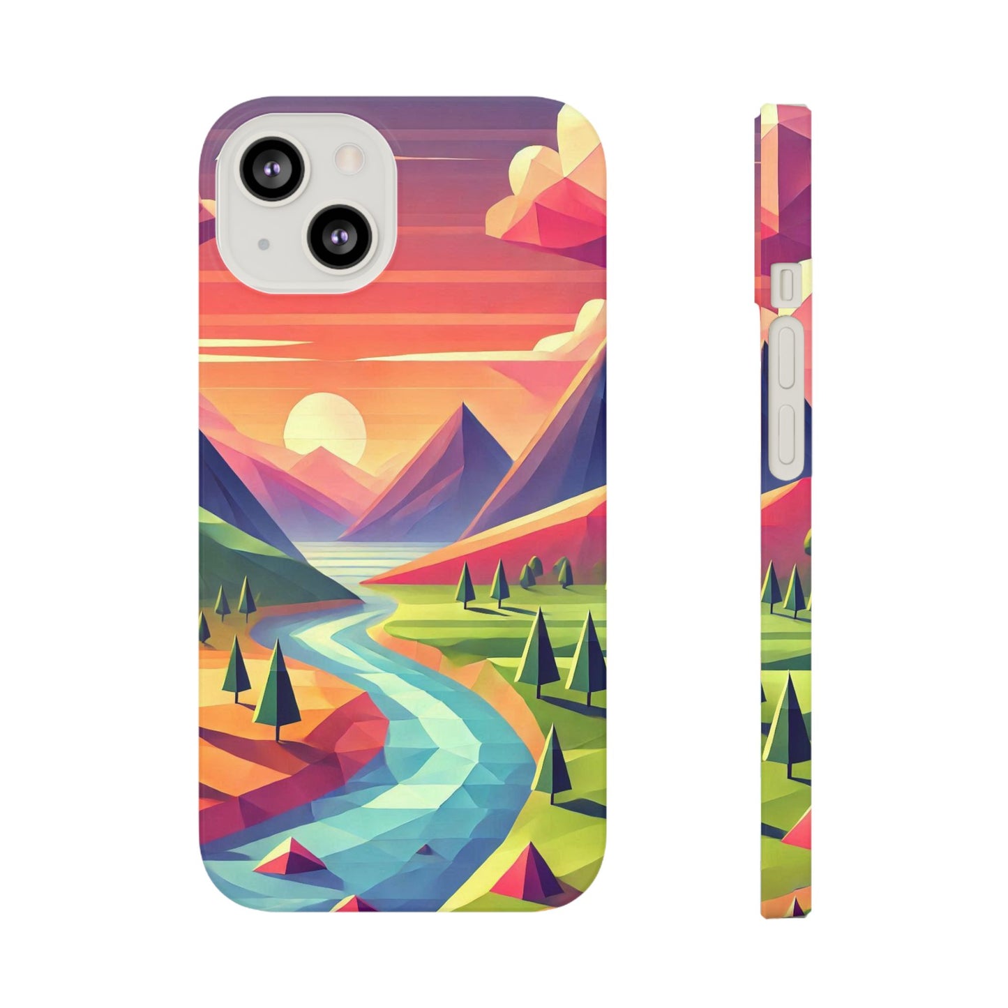 Low-Poly Style Landscape Slim Cases