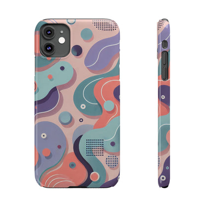 Abstract organic shapes in purple, mint Theme Slim Phone Cases- FC-101