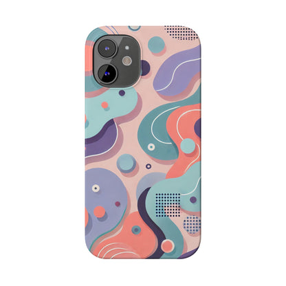 Abstract organic shapes in purple, mint Theme Slim Phone Cases- FC-101