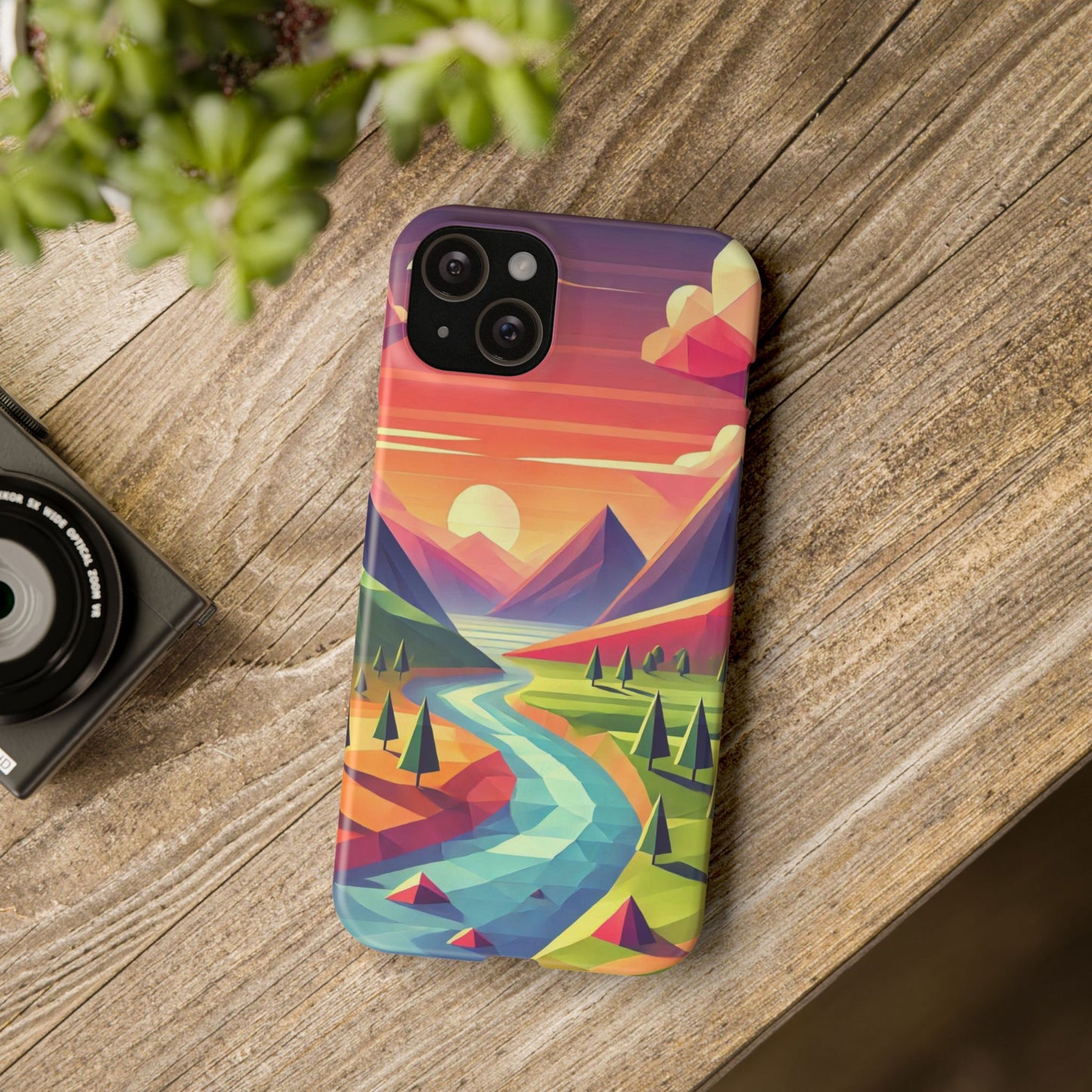 Low-Poly Style Landscape Slim Cases